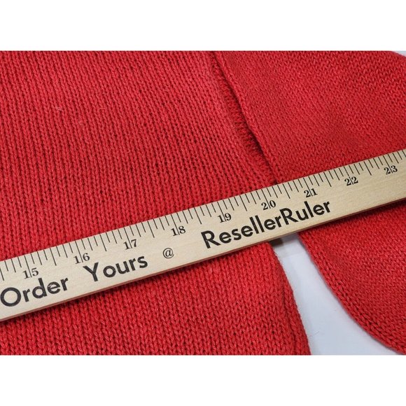 Just Cristina Womens Sweater Red Crop Pockets 3/4 Sleeve Shoulder Pads Vintage L - Picture 6 of 8